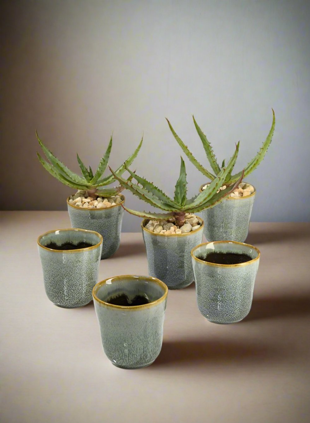 Ceramic Ripple Pot, in 3 Colors, Set of 6