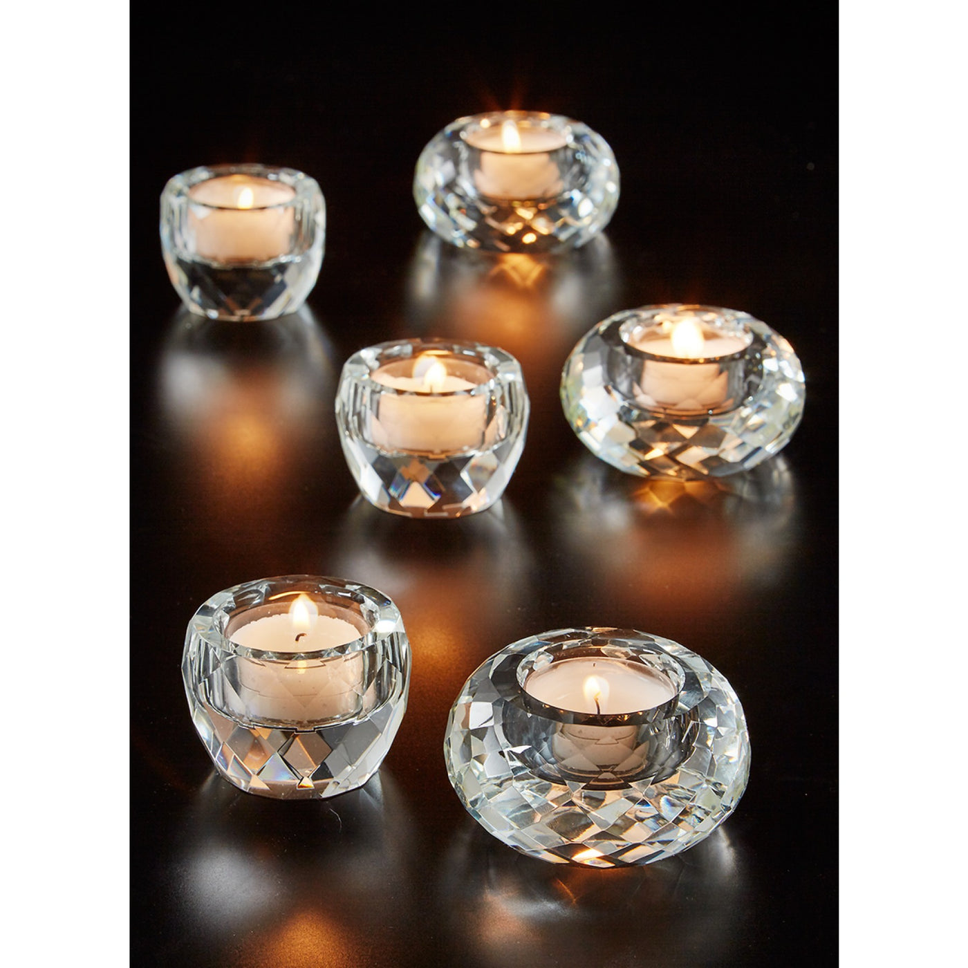 Round Clear Glass Tea Light Candle Holders, Set of 12