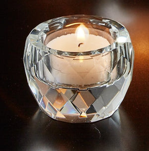 Cut Crystal Tea Light Holder, Beautiful Glow, 2 Sizes Available