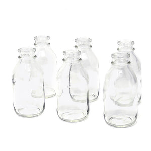 Glass Milk Bottle Bud Vases, 2" Diameter & 4.25" Tall, Set of 6 & 48