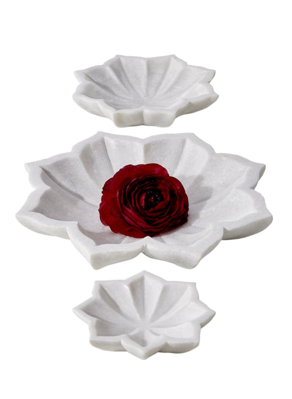 White Marble Floral Dish, in 3 Sizes