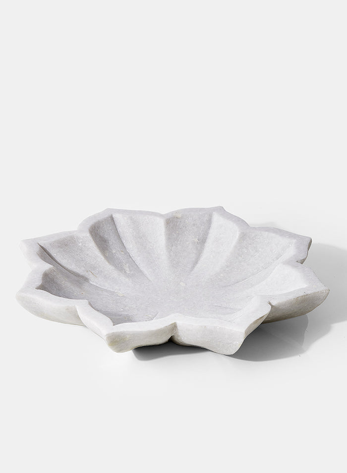 Serene Spaces Living White Marble Floral Dish